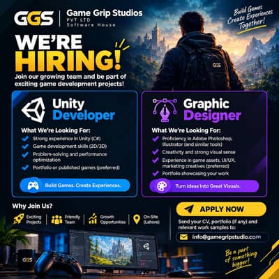 Need Unity Developer + Graphic Designer + 3D Modeler Artist + Aso