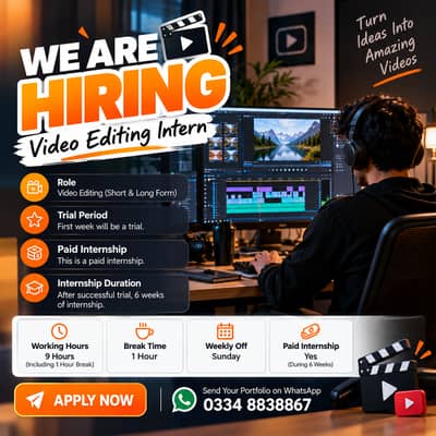 Video Editor Needed for Internship