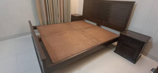 King Size Wooden Bed With Side Tables