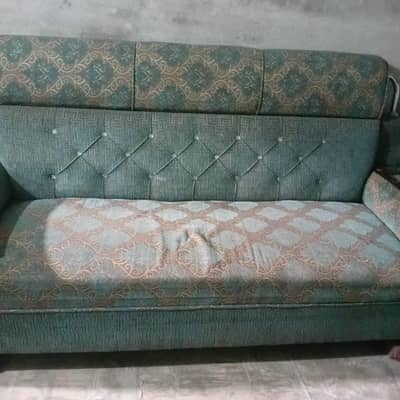 ​3-Piece Sofa Set (Green/Teal with Wooden & Steel Frame Design