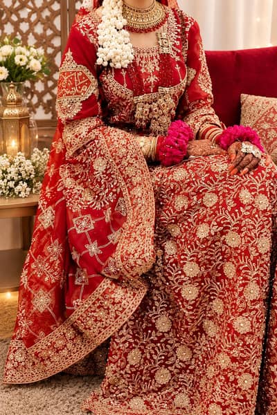 Bridal Dress Red & Golden