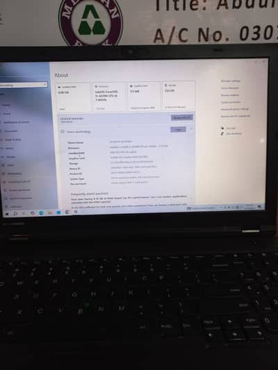 Lenovo ThinkPad T540p | i5 4th Gen | 8GB Ram | 256GB HDD | 9 Cell Batt