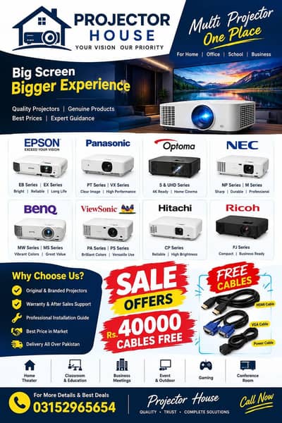 WE HAVE ALL KINDS OF PROJECTORS AVAILBLE IN DUBAI IMPORT 03152965654