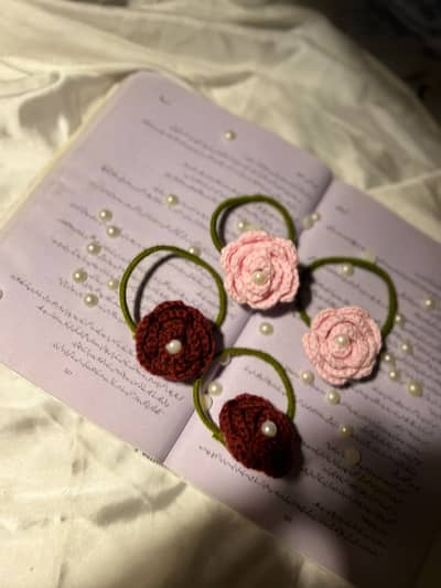 Handmade Crochet Flower Bangles – Pair of 2