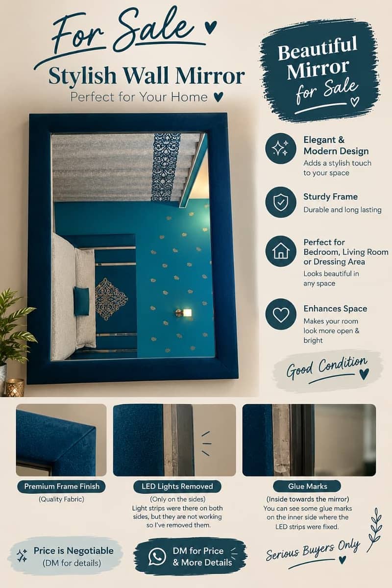 Fabric large wall mirror 2