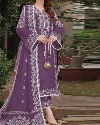 Aneela's Purple Embroidered Dhanak 3pc FF-555 Winter Collection