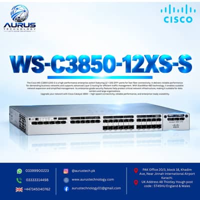 Cisco WS-C3850-12XS-S 12 Port Network Switch