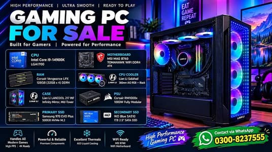i9-14900K Gaming PC | 128GB RAM |360mm AIO | 1000W Corsair | 1.5TB SSD