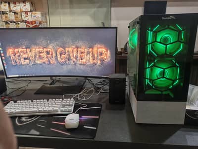 pc screen Dell  36 inch curved speakers audionic chair and table