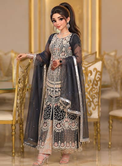 Fully Emborided Modren heavy dress