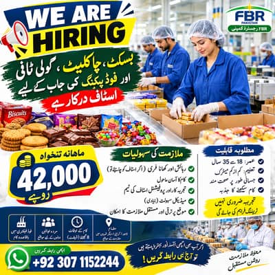 Food Factory Staff Required | Biscuit, Chocolate & Food Packing Jobs