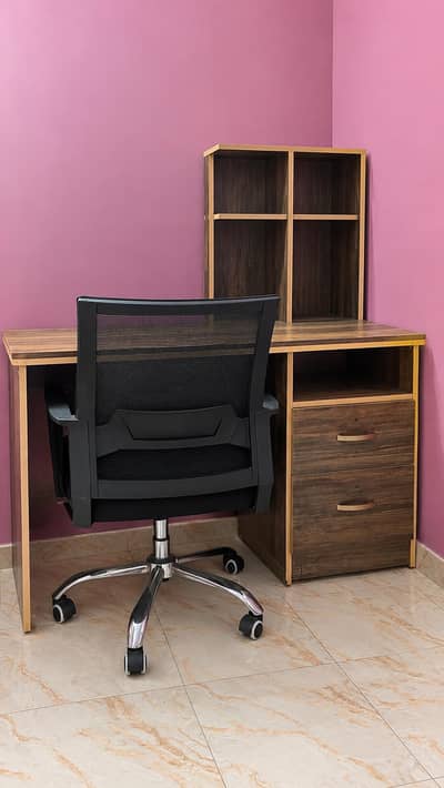 Study Table with Shelves, Drawers & Office Chair