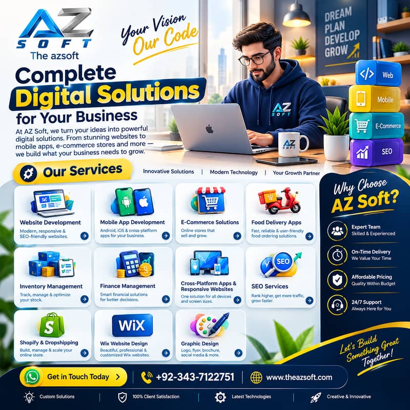 Mobile apps and Custom Website development service - Azsoft 0