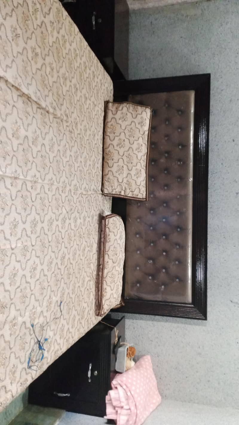 Woden bed set with side Table 1