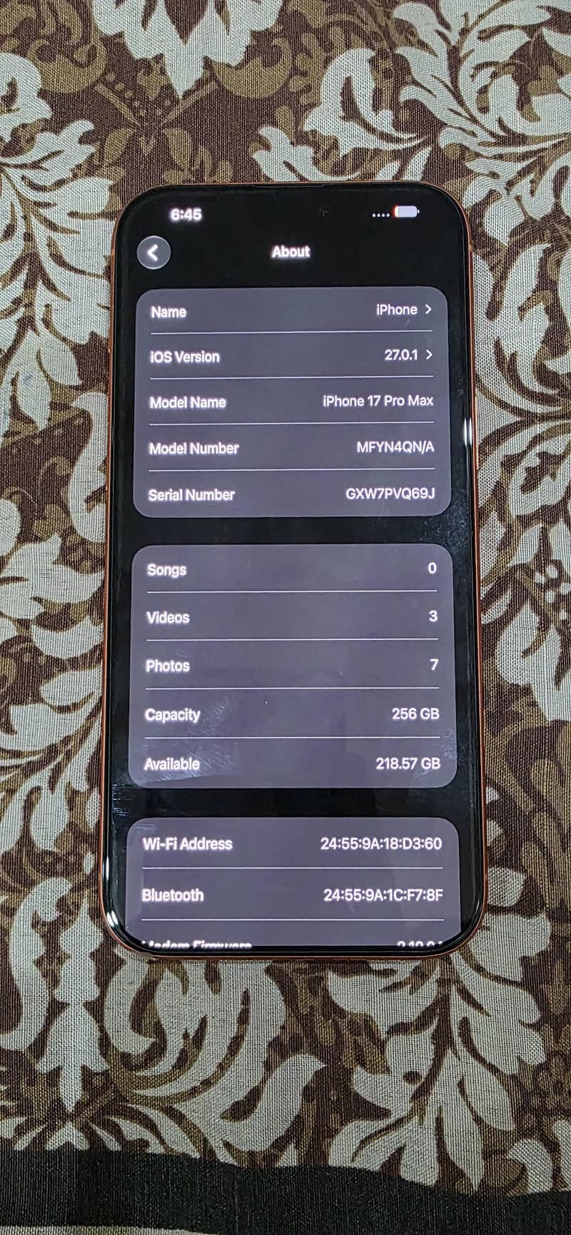 Apple iPhone 17 Pro Max physical e-sim model 3