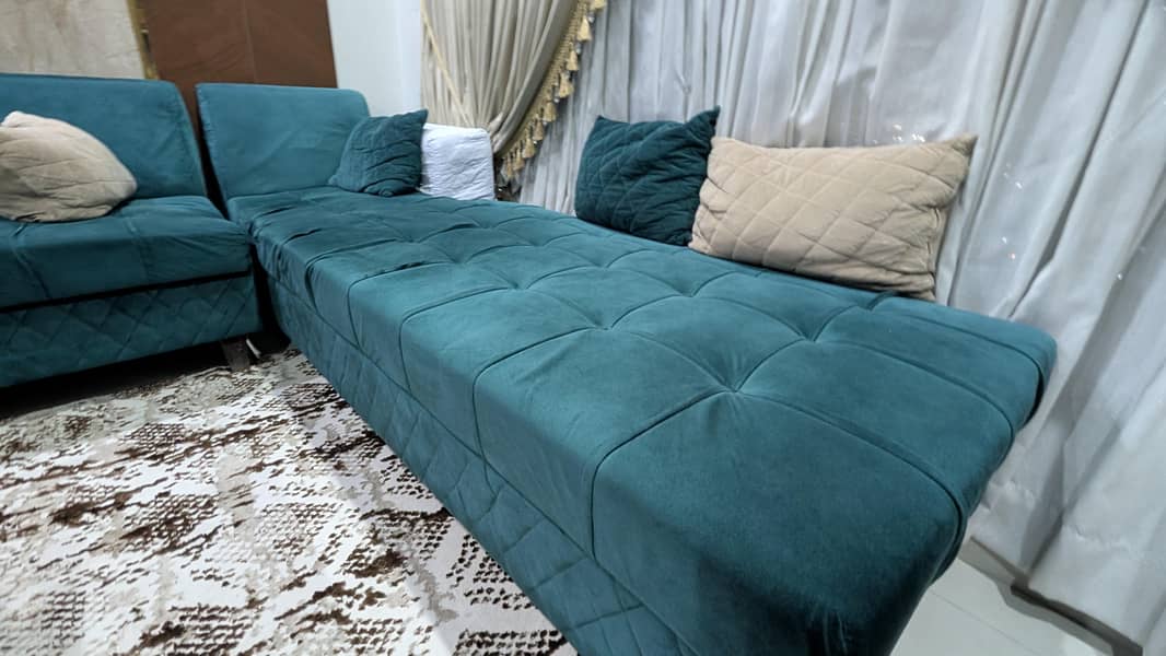 Green L shape sofas 1