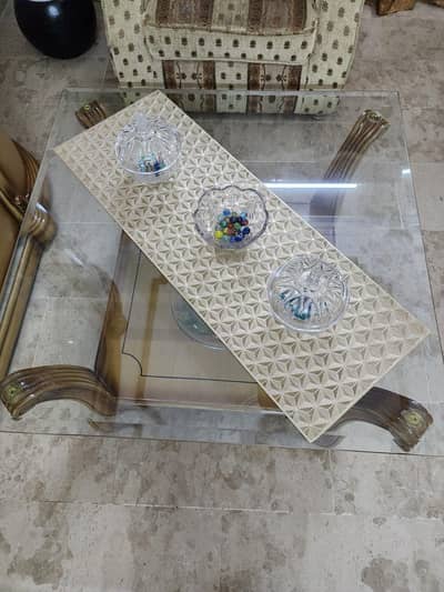 Sofa Set And Center Table With Glass