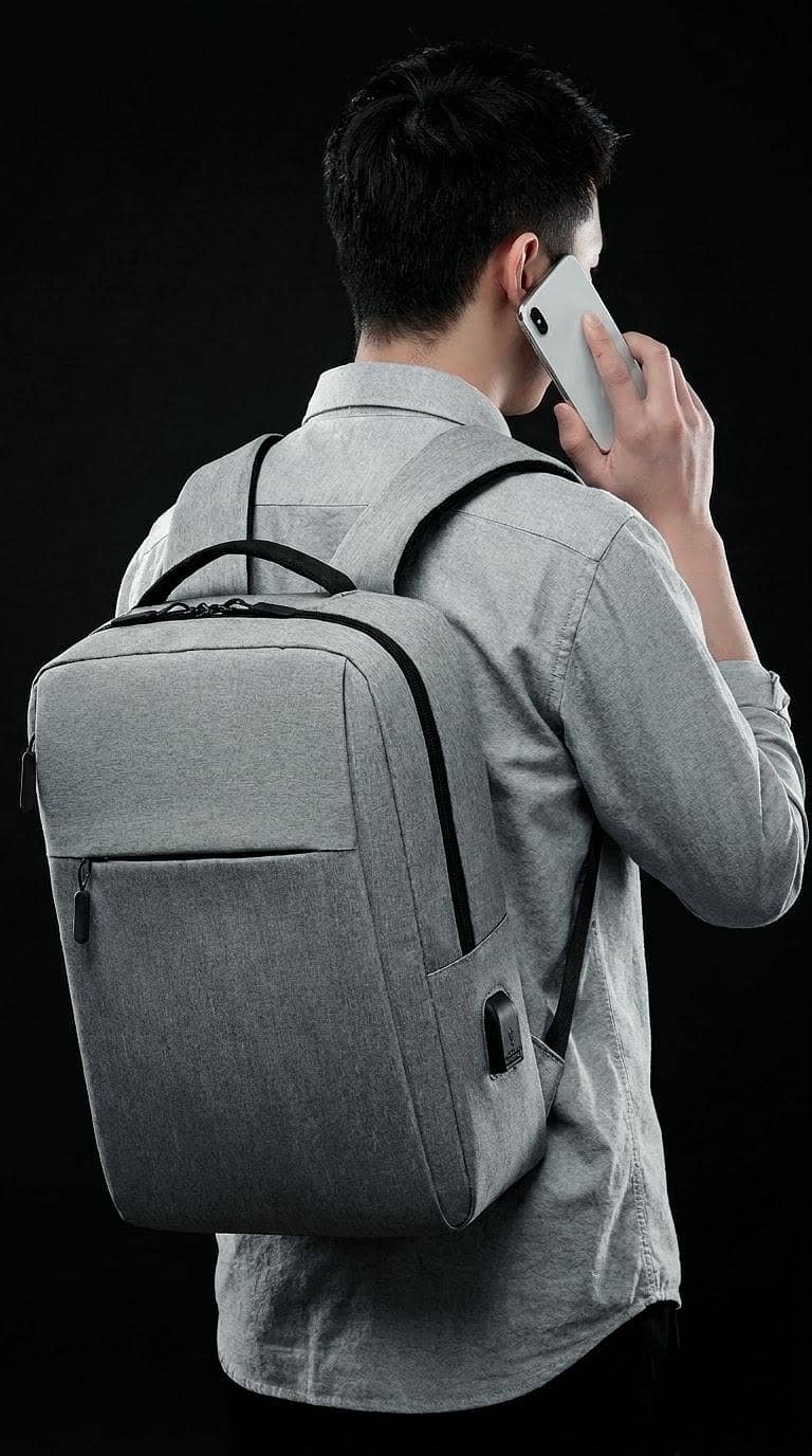 `USB Charging Backpack - Waterproof Laptop Bag Grey an black - Bags ...
