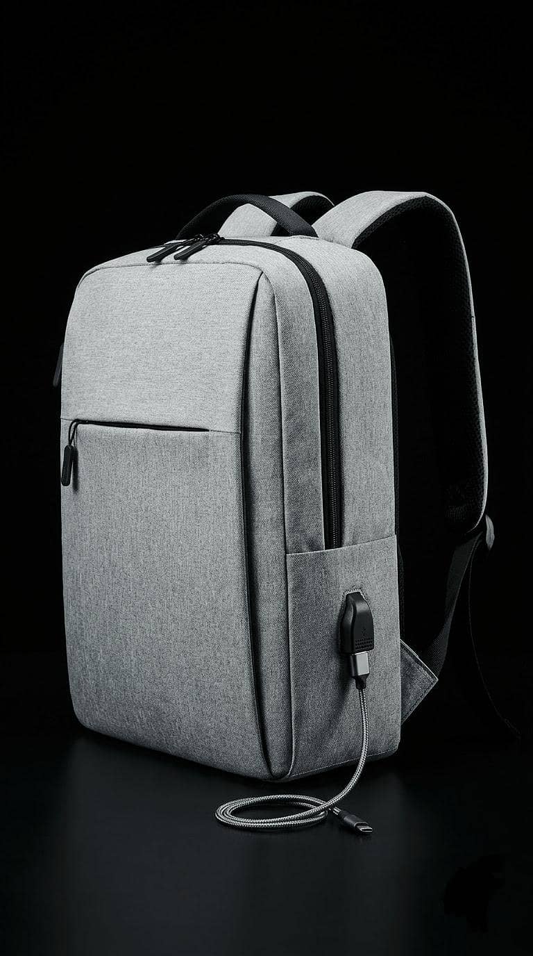 `USB Charging Backpack - Waterproof Laptop Bag Grey an black - Bags ...