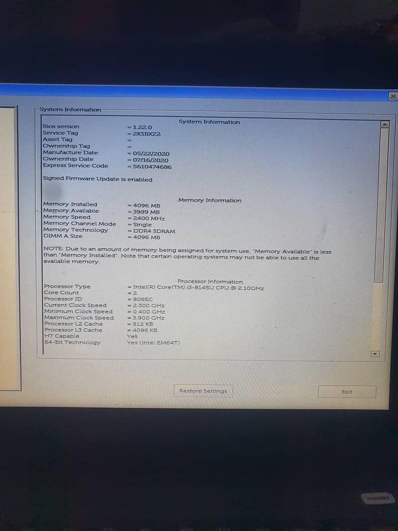 Dell corei3 8th generation 4