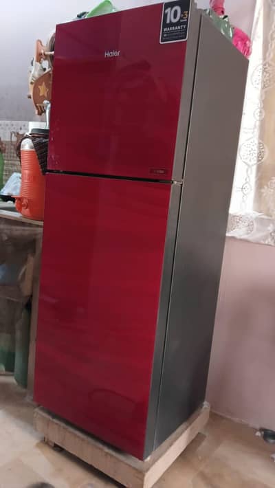 Haier E-Star Red Glass Fridge Medium Size -10/10 Urgent Sale