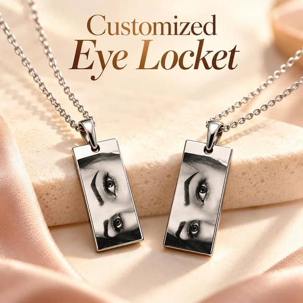 Customized Eye Locket Necklace Set