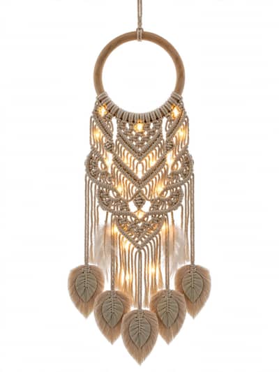 LED Light Macrame Dream Catcher Wall Hanging - Aesthetic Room Decor