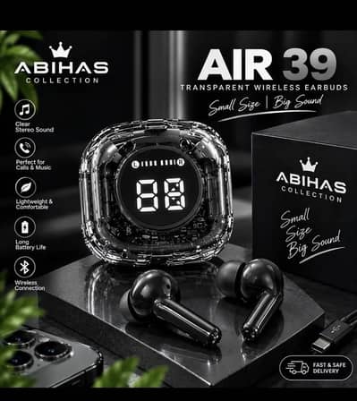 Earbuds Air 39 transperent edition case with higher sound and quality