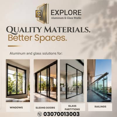 Aluminium Sliding & Folding Doors / office glass partion / Glass work