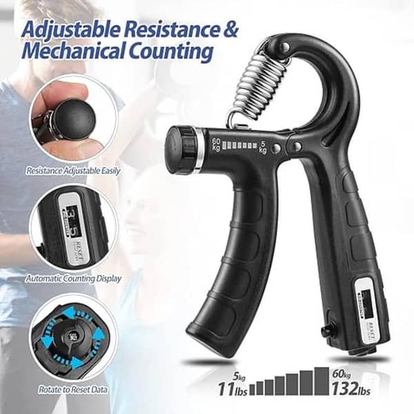 Hand Gripper Adjustable 5-60kg Exercise Grip Strengthener, Best quality Hand Exercise Equipment, Portable Fitness Handheld Training Device Power Exerciser Forearm Wrist Strengthener Gripper 60-kg