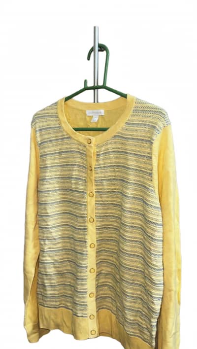 Charter Club Yellow Striped Cardigan-imported- Size S/M