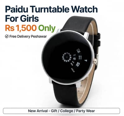 girl stylish black watch-turntable dial-gift for college