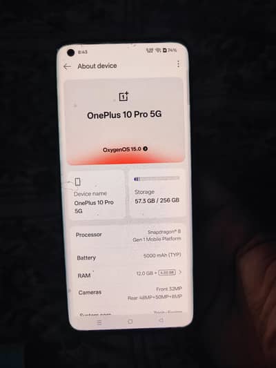 OnePlus 10 pro mobile 12/256 official PTA Approved