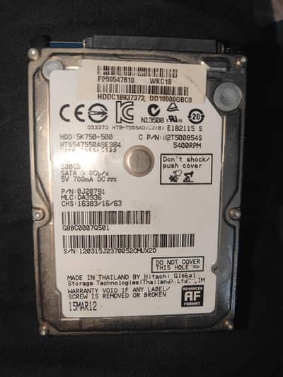 Laptop Hard drive 500GB Health 100%
