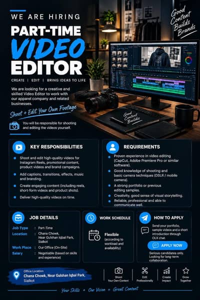 Creative Video Editor & Content Creator location Chaina Chowk Sialkot