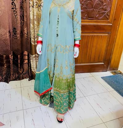 Green Chiffon Maxi +frock Sale