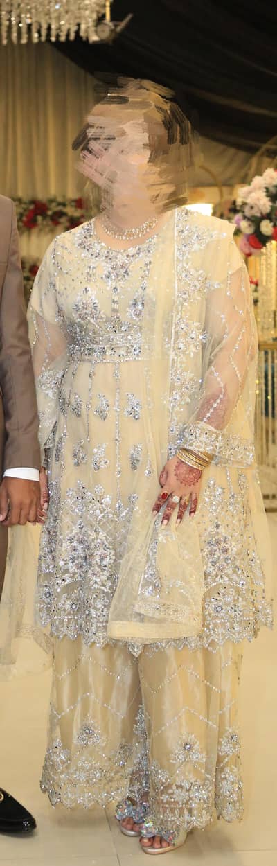 Partywear Dress - Shamping Color - Embroidery+Stone work.