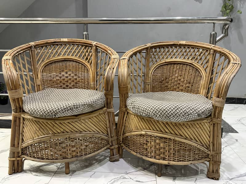 Cane sofa set with table 2