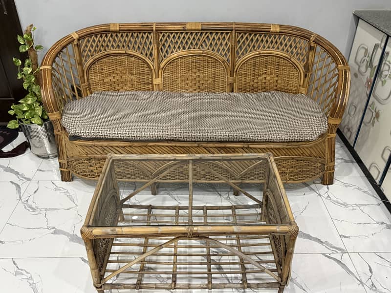 Cane sofa set with table 5