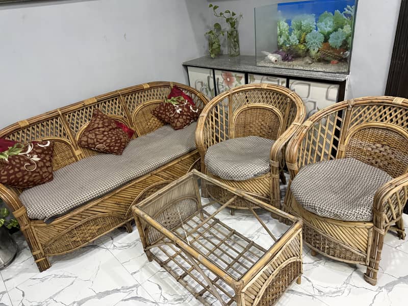 Cane sofa set with table 7