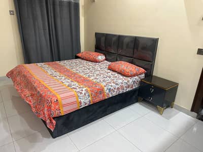 Double Bed , 2 Side Table , 1 storage ottoman Bench