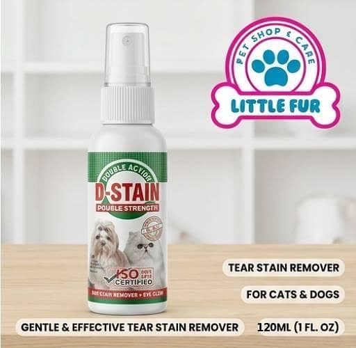 D-Stain Double Strength Tear Stain Remover for Cats & Dogs – 120ml Pet Eye Area Cleaner