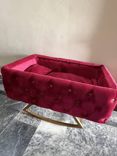 Baby Cot in Velvet Red