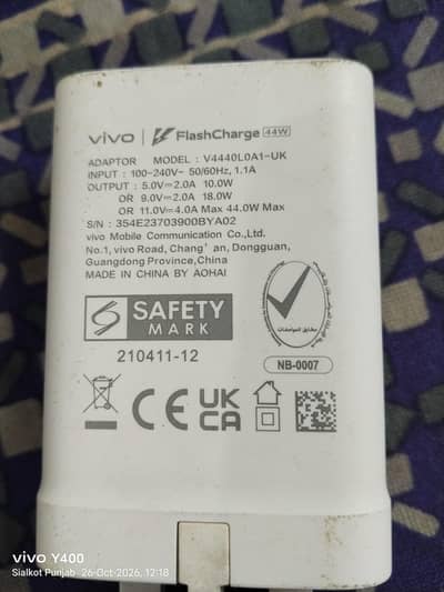 Mobile charger  vivo k genuine ha 44 watt
