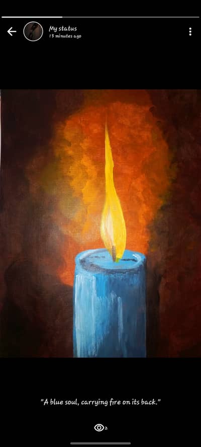 Handmade candle flame painting