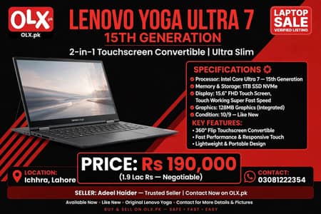 Lenovo yoga ultra7 15th generation 1000gb +128mb graphic card