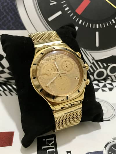 SWATCH-GOLD TONE-SWISS MADE-ORIGINAL-CHRONOGRAPH-GOOD CONDITION WATCH