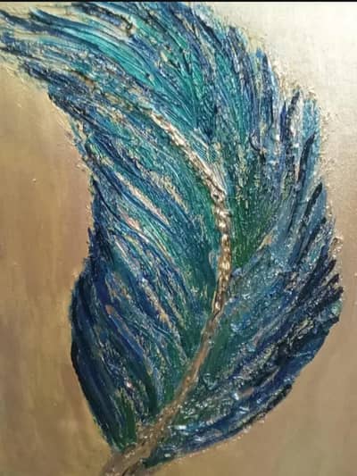 "TEXTURED FEATHER CANVAS ART"+"3D" +"HANDMADE" 17×24 inches