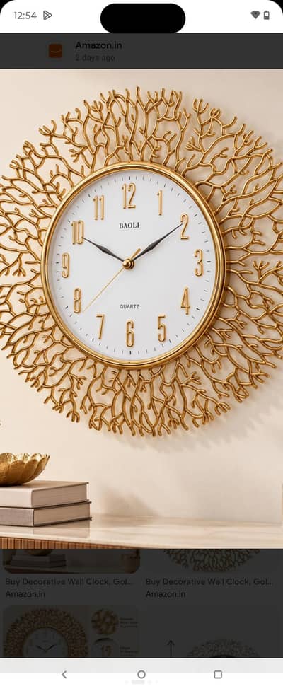 Golden wall clock watch
