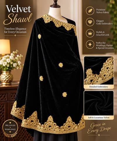 Velvet embroidered shawal